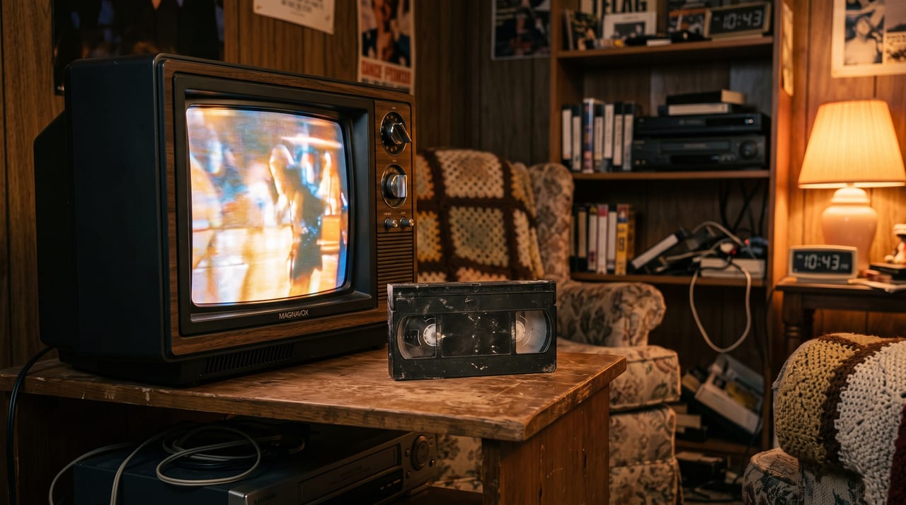 Видео в стиле ретро VHS нейросетью