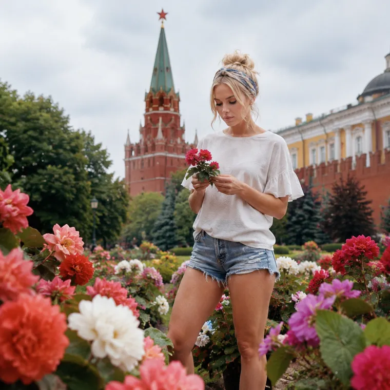 Летний портрет в парке на фоне Кремля